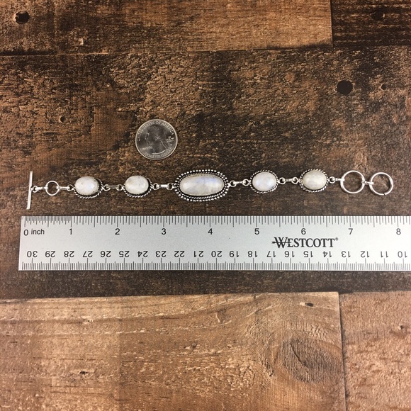 New Moonstone Crystal Silver Toggle Bracelet 7”, 7.75” - Picture 12 of 12